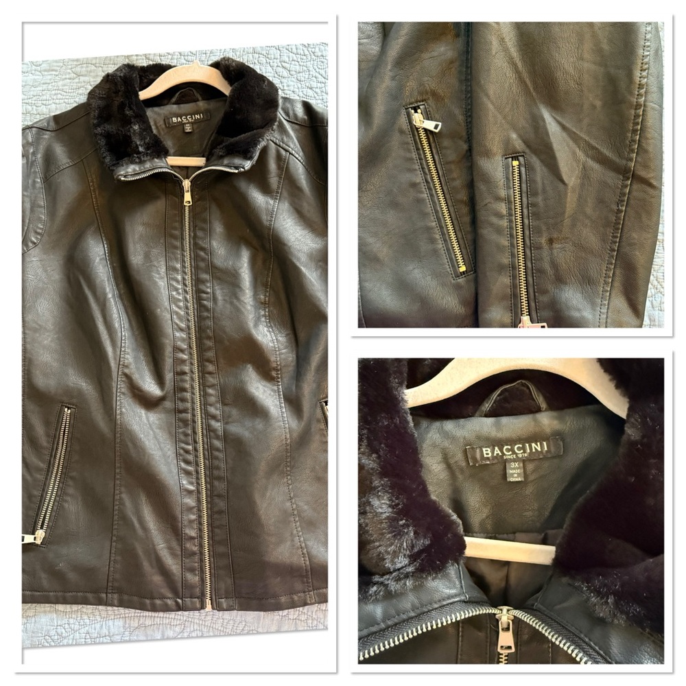 3X Baccini Faux Leather Black Jacket.